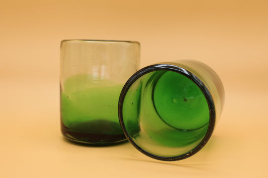 Jalisco Green Blown Glass Juice Glasses (Set of 2)