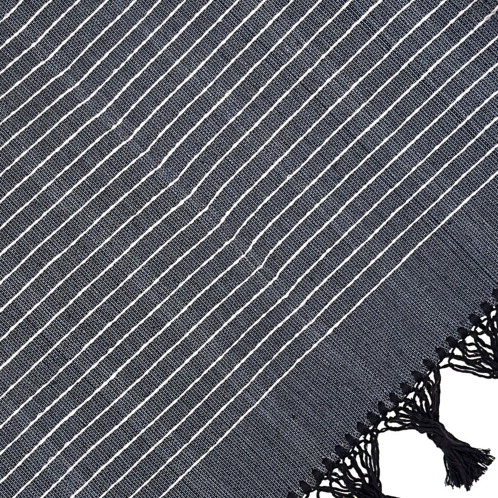 Woven Cotton Throw | Black Fringe