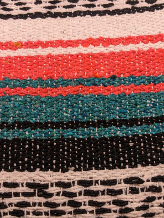 Iconic Handcrafted Mexican Blanket | Teal/Pink