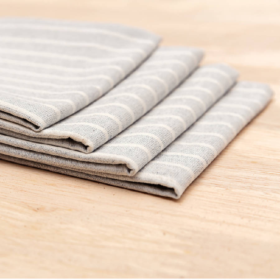 Striped Cotton Napkins (Set of 4) | Grey