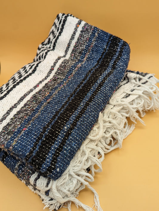 Iconic Handcrafted Mexican Blanket | Navy Blue