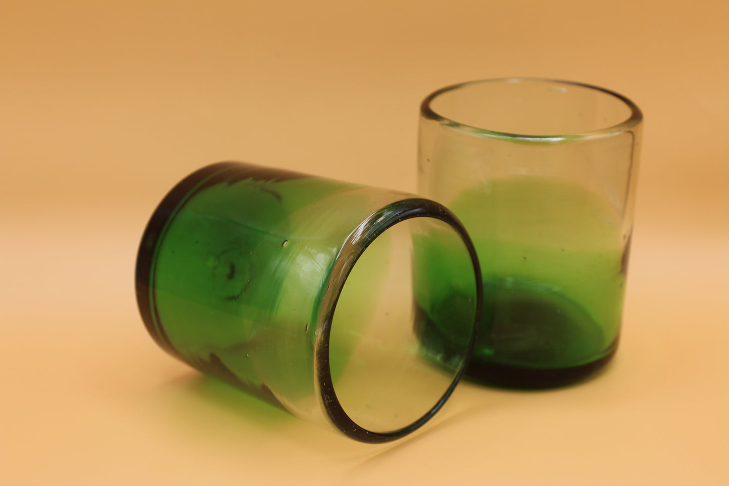 Jalisco Green Blown Glass Juice Glasses (Set of 2)