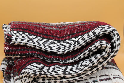Iconic Handcrafted Mexican Blanket | Burgundy
